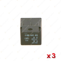 3 Pcs Bosch Mini Relays 0986AH0453 - 4 Pin Rated Current 30A Voltage 12V