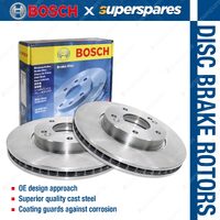 2x Bosch Front Vented Disc Brake Rotors for Audi A1 8X A3 8L 1.0 1.2 1.4 1.6 1.8