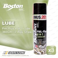 3 x Boston Pml-Plus 4 In 1 Lube 360 Gram 2 Way Straw Lubricating Protectant