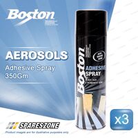 3 x Boston Adhesive Spray Aerosol 350G Strong Bonding Adhesive Instant Adhesion