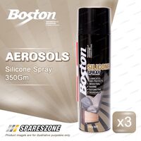 3 x Boston Silicone Spray Maintenance Aerosol 350 Gram Multi-Purpose Lubricant