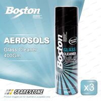 3 x Boston Glass Cleaner Maintenance Aerosol 400 Gram Powerful Removing Dirt