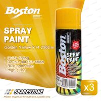 3 x Boston Vibrant Golden Yellow Y14 Enamel Spray Paint 250 Gram Bright Finish