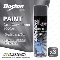 3 x Boston Cold Galvanizing Metal Protection Paint 400 Gram Durable Finish