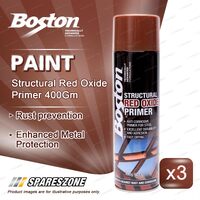 3x Boston Structural Red Oxide Primer Metal Protection Paint 400G Durable Finish