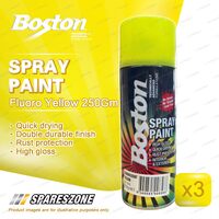 3 x Boston Fluoro Vibrant Fluorescent Yellow Spray Paint 250G Enhance Surfaces