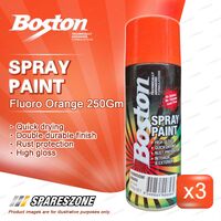 3 x Boston Fluoro Vibrant Fluorescent Orange Spray Paint 250G Enhance Surfaces