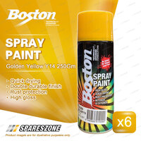 6 x Boston Vibrant Golden Yellow Y14 Enamel Spray Paint 250 Gram Bright Finish