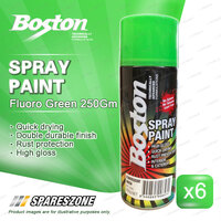 6 x Boston Fluoro Vibrant Fluorescent Green Spray Paint 250G Enhance Surfaces