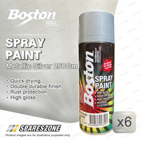 6 Boston Metallic Silver Spray Paint 250Gram Silver Sleek Rust Prevention Finish