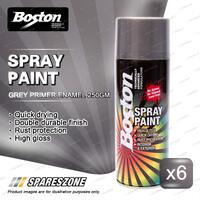 6 x Boston Grey Primer Enamel Spray Paint Can 250g High Gloss Rust Protection