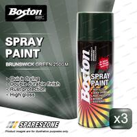 3 x Boston Brunswick Green Spray Paint Can 250 Gram High Gloss Rust Protection