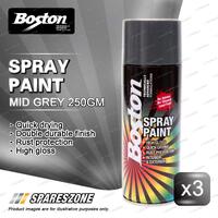 3 x Boston Mid Grey Spray Paint Can 250 Gram High Gloss Rust Protection