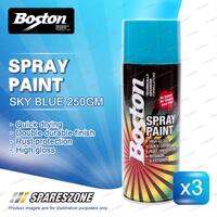 3 x Boston Sky Blue Spray Paint Can 250 Gram High Gloss Rust Protection