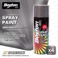 4 x Boston Grey Primer Enamel Spray Paint Can 250g High Gloss Rust Protection