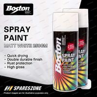 2 x Boston Matt White Spray Paint Can 250 Gram High Gloss Rust Protection