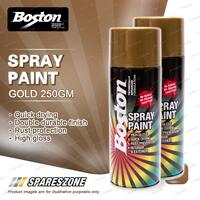 2 x Boston Gold Spray Paint Can 250 Gram High Gloss Rust Protection