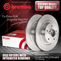 2x Rear Brembo Brake Rotors with Bearing Kit for Renault Kangoo 15" 16" Wheel