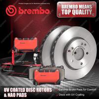 Front Brembo UV Disc Rotors + NAO Brake Pads for Mitsubishi Pajero V2W 2006-On