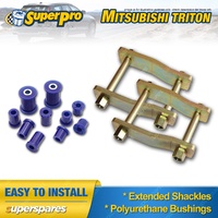 Extended Greasable Shackles & Superpro Bushings kit for Mitsubishi Triton ML MN