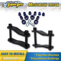 Extended Greasable Shackles & Superpro Bushings kit for Mitsubishi Triton MQ