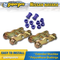 Extended Greasable Shackles & Superpro Bushings kit for Nissan Navara D22 97-05