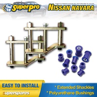 Extended Greasable Shackles & Superpro Bushings kit for Nissan Navara D40 05-ON