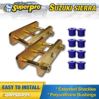 Extended Greasable Shackles & Superpro Poly Bushings kit for Suzuki SJ LJ 81-on