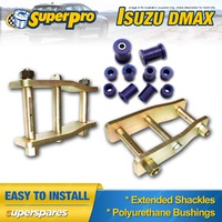 Extended Greasable Shackles & Superpro Bushings kit for Isuzu Dmax gen2 12-on
