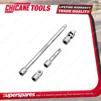 4 Pcs of Chicane 1/4" Drive Wobble Plus Extension Bar & Accessory Set