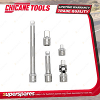 5 Pcs of Chicane 3/8" Drive Wobble Plus Extension Bar & Accessory Set
