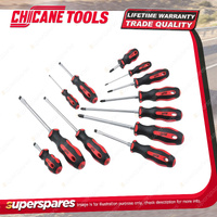 12 Pcs of Chicane Screwdriver Set - Heavy Duty Plastic Case with Steel Latches