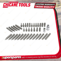 40 Pcs of Chicane Hex Torx & Spline Bits Set - 3/8" & 1/2" Dr Cr-V Bit Adaptor
