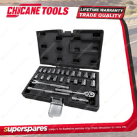 24 Pcs of Chicane 1/4" Drive Socket Set - Chrome Plated Chrome Vanadium Steel