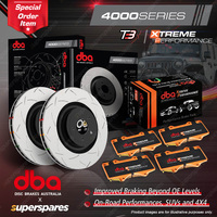 DBA Front 4000 T3 Slot Brake Rotors & Xtreme Pads for Toyota Kluger GSU40 GSU45