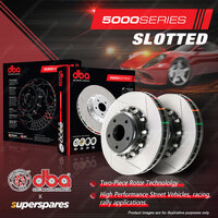 2x DBA Front 5000 Slotted 2-Piece Blue Hat Disc Rotors for Audi A4 S4 A6 S6 C5