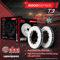 2x DBA Front 5000 Series T3 Slotted Disc Rotors for Audi TT 8N 3.2L V6 2004-2006