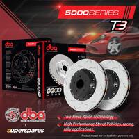 2x DBA Front 5000 T3 Fully Assy 2-Piece Silver Hat Disc Rotors for Audi TT 8J