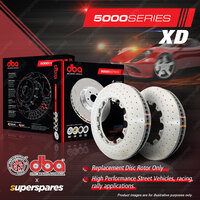 2x DBA Front 5000 Crossed Drilled Slotted Dimpled Disc Rotors for Audi A6 S6 C6