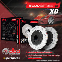 2x DBA Front 5000 CD Fully Assy 2-Piece Black Hat Disc Rotors for Audi A6 S6 C6