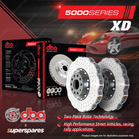 2x DBA Front 5000 Wave XD 2Piece Silver Hat Disc Rotors for Skoda Octavia Superb