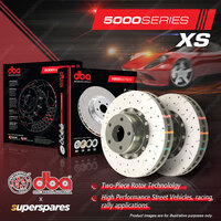 2x DBA Front 5000 XS 2-Piecs Black Hat Disc Rotors for Lotus Elise S2 Exige