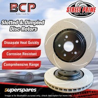 Slotted & Dimpled Pair Front Disc Brake Rotors for Ford Courier PD 4WD 96 - 98