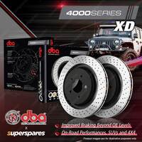 2x DBA Front 4000 XD Drilled Dimpled Disc Brake Rotors for Holden Commodore VE
