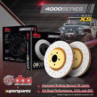 2x DBA Front 4000 XS Drilled BLK Disc Brake Rotors for Dodge Viper SRT-10 372kW