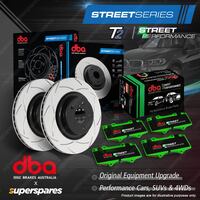 DBA Rear T2 Slot Brake Rotors & Perf Pads for Subaru Liberty BL9 BPE 2.5 T 3.0 R