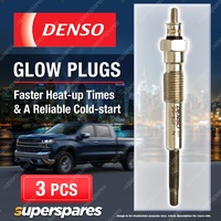 3 x Denso Glow Plugs for Daihatsu Charade II G11 G30 1.0 D G30 993cc 3Cyl