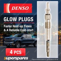 4 x Denso Glow Plugs for Jeep Cherokee XJ 2.5 Tdi 4x4 ENC Length Overall 97mm