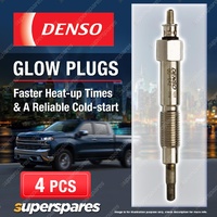 4 x Denso Glow Plugs for Nissan Sunny III Y10 2.0 D CD20 1974cc 4Cyl 1991 - 2000