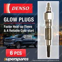 6 x Denso Glow Plugs for Nissan Laurel JC32 2.8 D RD28 2826cc 6Cyl 1985 - 1989